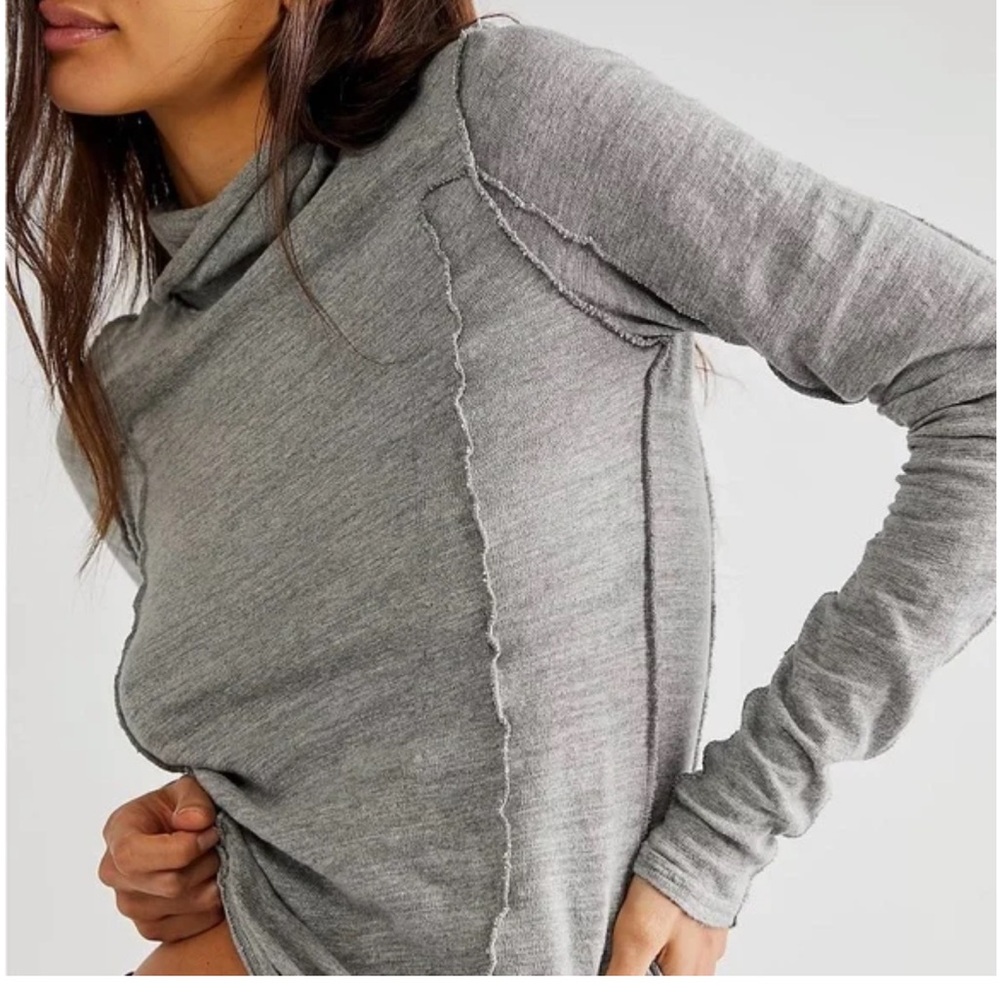 We The Free Heather Gray Cowl Neck Top